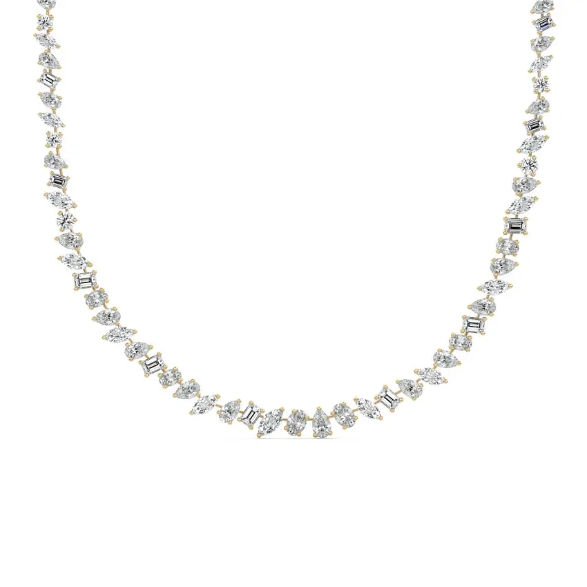 Multi-Shape Diamond Tennis Necklace 14K GOLD - Image 4
