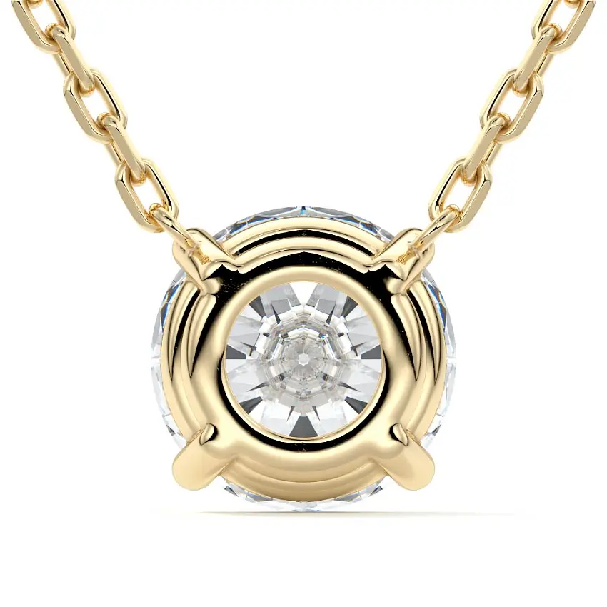 Solitaire Diamond Pendant Necklace 14K GOLD - Image 3