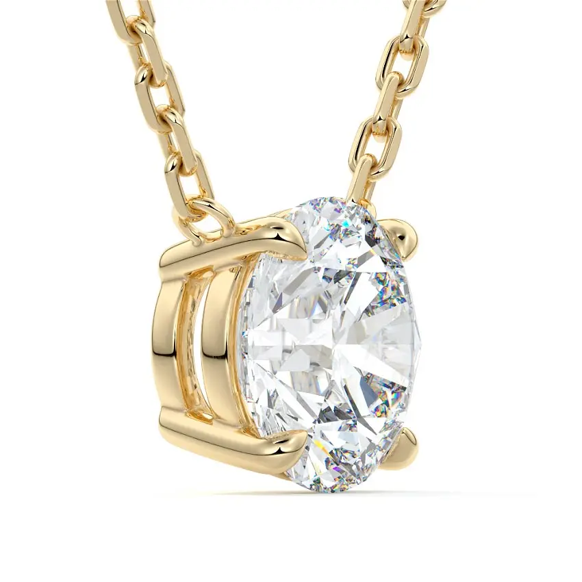 Solitaire Diamond Pendant Necklace 14K GOLD - Image 2