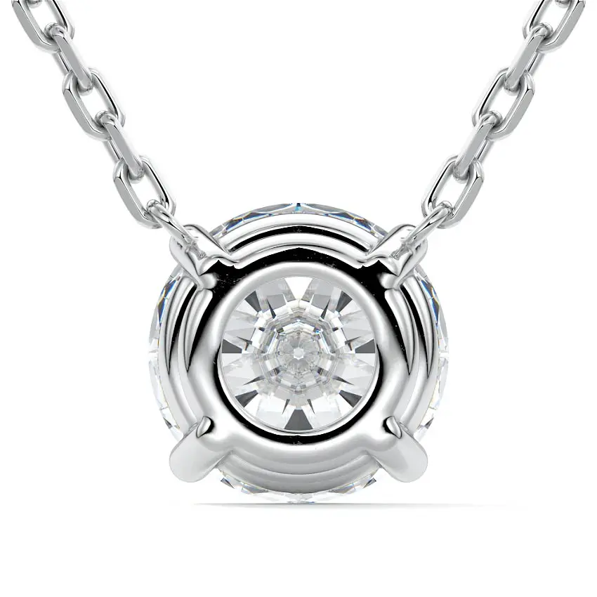 Solitaire Diamond Pendant Necklace 14K WHITE GOLD - Image 3