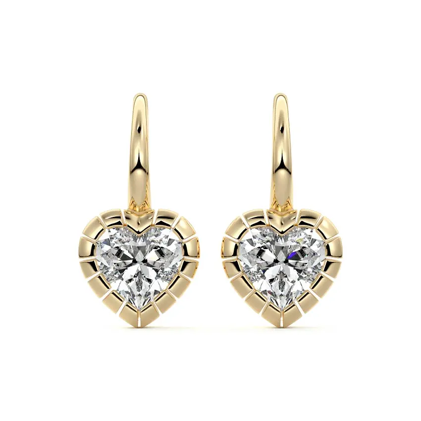 Heart Drop Diamond Earrings 14K GOLD - Image 3