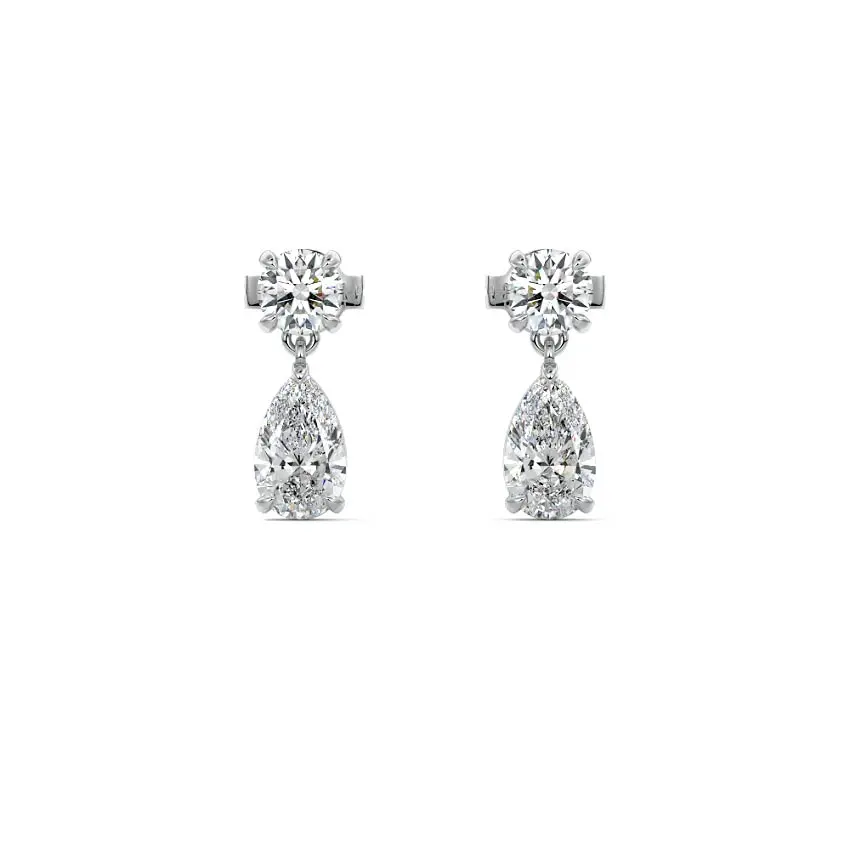 Pear Drop Diamond Earrings 14K WHITE GOLD - Image 3