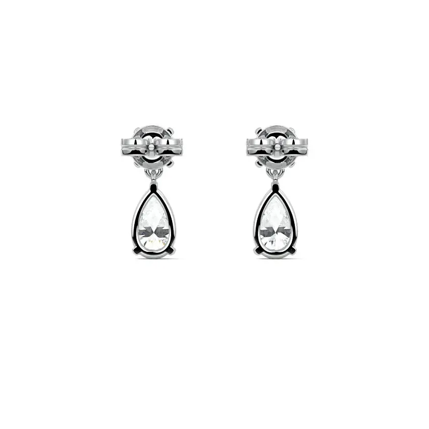 Pear Drop Diamond Earrings 14K WHITE GOLD - Image 2