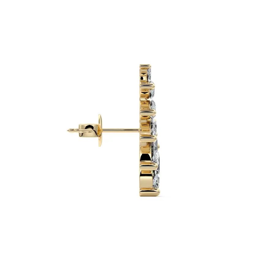 Marquise Diamond Ear Climber Studs 14K GOLD - Image 3